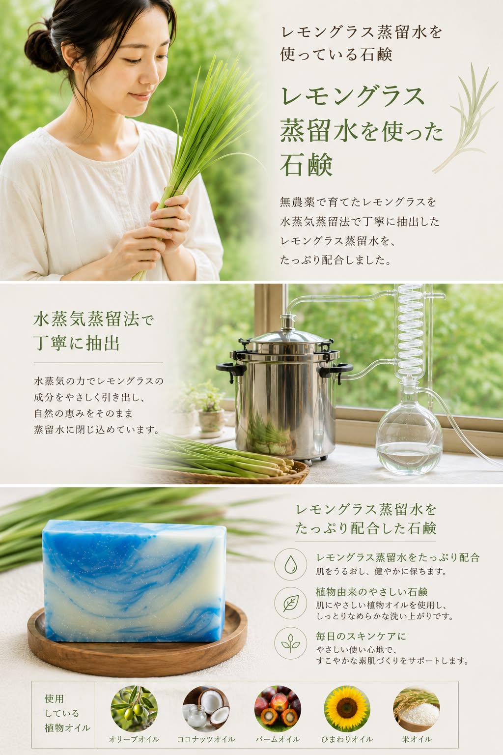 レモングラス蒸留水を使った石鹸